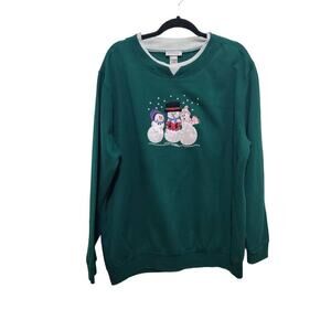 Vintage CW Classics Snow Family GraphicCrewneck SweatshirtGreen XL‎